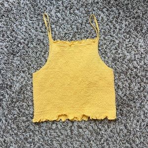 Forever 21 Yellow Smocked Crop Top